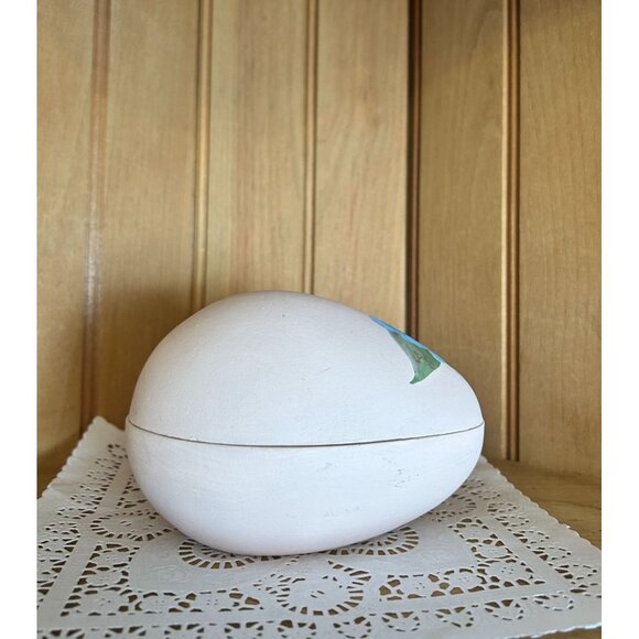 Hand-Painted Ceramic Egg-Shaped Trinket Box Floral Design Decorative Storage - Picture 6 of 8